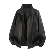 Herren Oversize-Leichtblouson mit Stehkragen und elastischem Saum – Schwarz