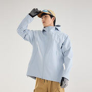 Damen Leichte technische Regenjacke im Oversize-Utility-Schnitt mit verstellbarer Kapuze Nord Taschen – Himmelblau
