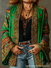 Eudocia - Bestickter Boho-Kimono-Cardigan – Grün