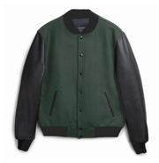 Herren College-Bomberjacke im Varsity-Stil mit Wollkörper und Lederärmeln Nord Taschen – Grün
