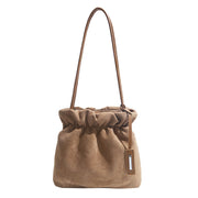 Damen lässige Veloursledertasche mit Raffungen Nord Taschen – Khaki