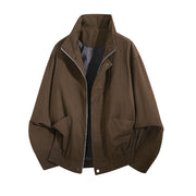 Herren Leichte Utility-Blousonjacke mit Stehkragen und elastischem Saum Nord Taschen – Dunkelkhaki