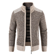 Herren Langarm-Zip-Jacke mit Taschen – Kaffee Braun