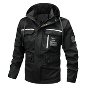 Herren wasserfeste Kapuzen-Regenjacke mit winddichter Membran – Schwarz