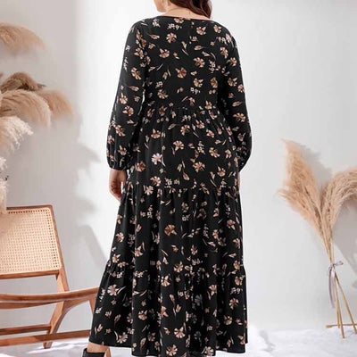 Maxikleid mit Blumenprint | Langarm | Fließende Silhouette