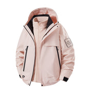 Herren multifunktionale Wasserfeste Softshell-Regenjacke mit abnehmbarer Fleece-Innenjacke Nord Taschen – Eisnebelrosa (Fleece 3‑in‑1)