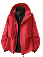 Herren wasserdichte Outdoorjacke mit abnehmbarer Fleece-Innenjacke Nord Taschen – Fleece-Innenfutter – Leuchtendrot