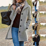 Damen wollähnlicher Teddy-Kurzmantel mit Stehkragen und seitlichen Eingrifftaschen Nord Taschen – Einfarbig, alle Größen, Versand am selben Tag