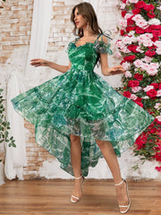 Asymmetrisches Rüschen-Brautkleid für Damen – Verspielt-eleganter Stil für besondere Anlässe – Grün