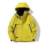 Herren multifunktionale Wasserfeste Softshell-Regenjacke mit abnehmbarer Fleece-Innenjacke Nord Taschen – Neon-Grün (Einzellayer Hardshell)