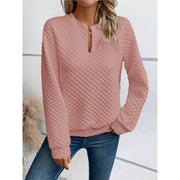 Damen Gesteppter Kuschel-Pullover mit Schlitzkragen Nord Taschen – Rosa - Versand heute