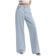 Damen Weite High-Waist-Hose mit fließendem Beinschnitt Nord Taschen – Hellblau