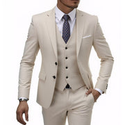 Herren nan dreiteiliges Slim-Fit Anzugset mit Weste, schmalem Revers und taillierter Silhouette - Vittorelli – Cremeweiß