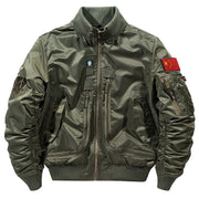 Herren Bomberjacke im Fliegerstil mit mehreren Taschen – Olivgrün