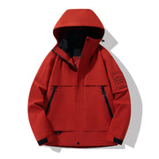 Herren multifunktionale Wasserfeste Softshell-Regenjacke mit abnehmbarer Fleece-Innenjacke Nord Taschen – Karmesinrot (Einzel-Shell)