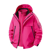 Herren multifunktionale Wasserfeste Softshell-Regenjacke mit abnehmbarer Fleece-Innenjacke Nord Taschen – Rosenrot (3-in-1 mit Fleece)