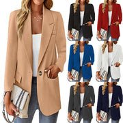 Damen Longline-Blazer im Oversize-Stil mit markantem Revers, Metallknopf und Pattentaschen Nord Taschen – Gewicht: S 350 g – 3XL 400 g