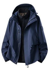 Herren wasserdichte Outdoorjacke mit abnehmbarer Fleece-Innenjacke Nord Taschen – Fleece-Innenfutter – Marineblau