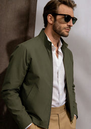 Herren Harrington-Jacke mit Cordkragen, Zweiwege-Reißverschluss und verdeckten Eingrifftaschen Nord Taschen – Olivgrün