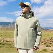 Herren Leichter wasserdichter Parka mit verstellbarer Kapuze und verdecktem Reißverschluss Nord Taschen – Herren - Silbergün Fleece