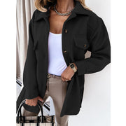 Damen Oversize-Hemdenjacke mit aufgesetzten Klappentaschen Nord Taschen – Schwarz