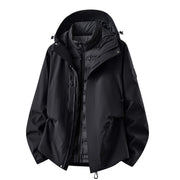 Herren wasserdichte Outdoorjacke mit abnehmbarer Fleece-Innenjacke Nord Taschen – Daunenfutter - Phantomschwarz