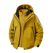 Herren multifunktionale Wasserfeste Softshell-Regenjacke mit abnehmbarer Fleece-Innenjacke Nord Taschen – Halmgelb (Fleece 3‑in‑1)