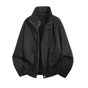 Herren Leichte Utility-Blousonjacke mit Stehkragen und elastischem Saum Nord Taschen – Schwarz
