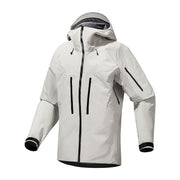 Herren Technische wasserdichte Softshell-Regenjacke mit verschweißten Nähten und vertikalen Brusttaschen Nord Taschen – Elfenbeinweiß