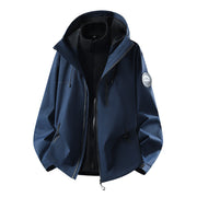 Herren Wasserdichte Softshell-Jacke mit Kapuze und atmungsaktiver Membran Nord Taschen – Marineblau [Fleece-Futter]