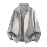 Herren Oversize-Leichtblouson mit Stehkragen und elastischem Saum – Hellgrau