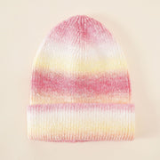 Damen Strickmütze mit Farbverlauf und umschlagbarem Rand – Rosa