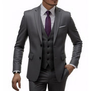 Herren nan dreiteiliges Slim-Fit Anzugset mit Weste, schmalem Revers und taillierter Silhouette - Vittorelli – Dunkelgrau