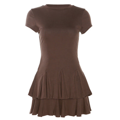 Stilvolles Damen Minikleid mit Schößchen und Rundhalsausschnitt – Nayeli