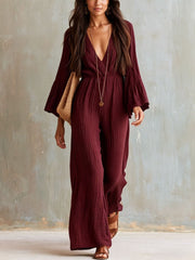 Florabelle - Weitbeiniger Soft-Touch-Jumpsuit – Rot