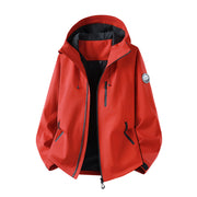 Herren Wasserdichte Softshell-Jacke mit Kapuze und atmungsaktiver Membran Nord Taschen – Karmesinrot (Einzel-Shell)