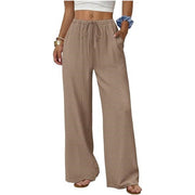 Damen Weite Loungewear-Hose mit Tunnelzug Nord Taschen – Khaki