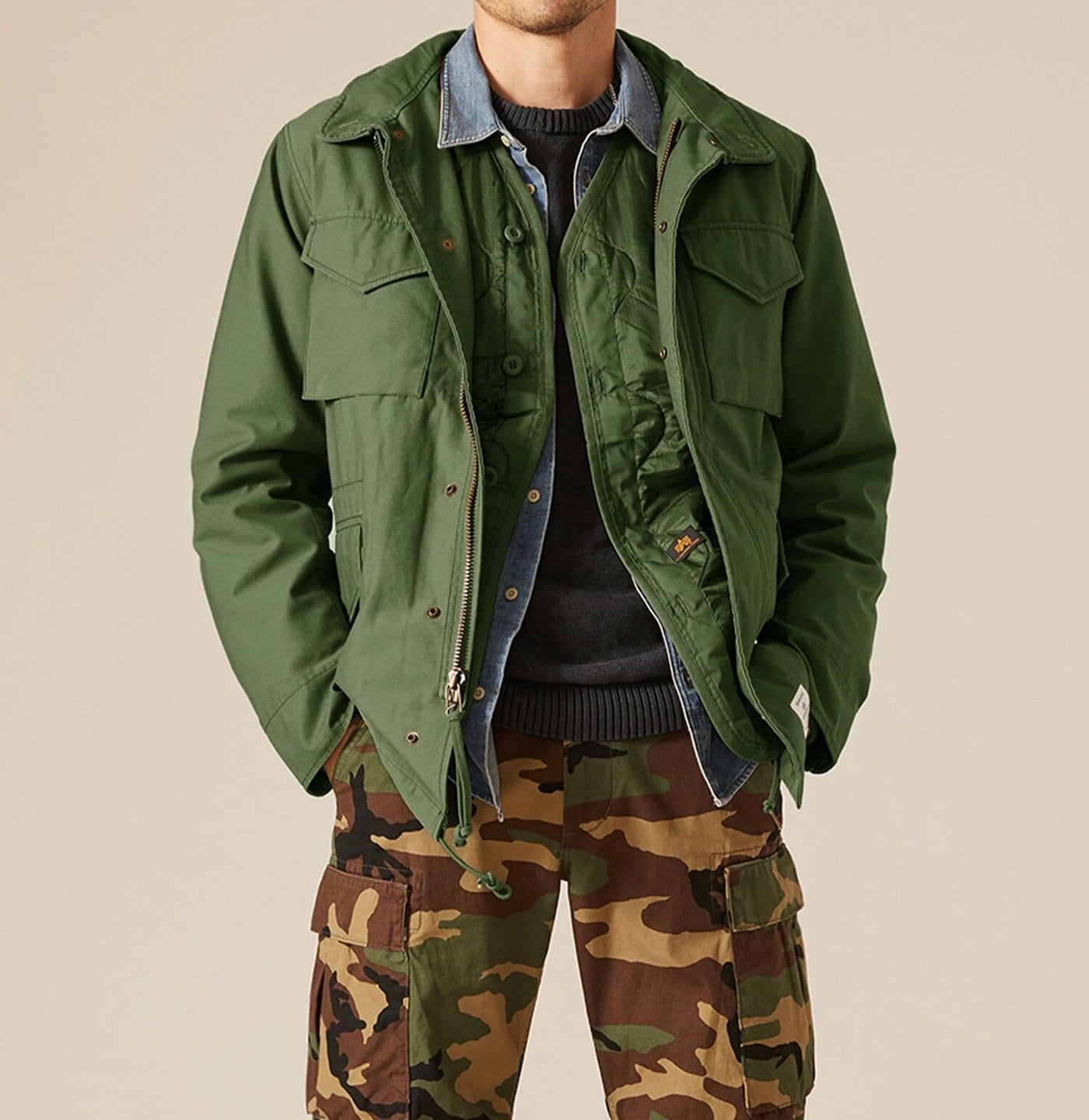 Herren multifunktionale Parkajacke mit verstellbarem Kragen und stabilen Taschen Aliams