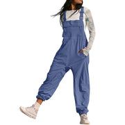 Damen Lässiger Jumpsuit mit praktischen Taschen und elastischem Saum Nord Taschen – Blau