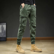 Herren Cargo-Hosen mit Taschen und Kordelzug – Olivgrün