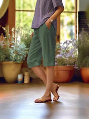 Dawn | Minimalistische Gerade Passform Shorts – Grün