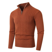 Herren Pullover mit Kabelstrickmuster und Stehkragen – Karamell