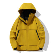 Herren multifunktionale Wasserfeste Softshell-Regenjacke mit abnehmbarer Fleece-Innenjacke Nord Taschen – Hirsegelb (einlagig)