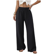 Damen Palazzo-Loungehose mit hohem Smokbund und weitem Bein Nord Taschen – Schwarz
