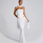 Elegantes schulterfreies Brautkleid für Damen – Taillenformer – Weiß