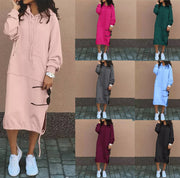 Damen Oversize Hoodie-Midikleid mit Tunnelzugsaum und seitlichen Schlitzdetails Nord Taschen – Default Title