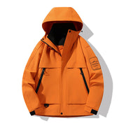 Herren multifunktionale Wasserfeste Softshell-Regenjacke mit abnehmbarer Fleece-Innenjacke Nord Taschen – Oxidorange [Einzel‑Shelljacke]