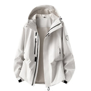 Damen technische dreilagige Softshell-Regenjacke mit getapten Nähten und Multifunktions-Taschen Nord Taschen – Schimmerweiß