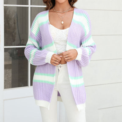 Strickcardigan mit Streifen | Lockerer Schnitt | Verspielter Look