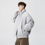 Herren Oversized Windjacke mit Stehkragen und elastischen Bündchen Nord Taschen – Parisgrau